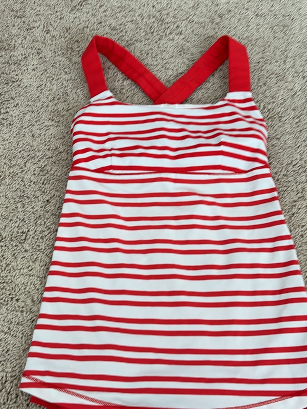 lululemon athletica Red and White Striped Cross-Back Tank
